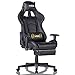Silla Gaming con Reposapiés,Silla Ergonómica Racing, Silla de Oficina con reposacabezas y cojín Lumbar,Silla Oficina con Ruedas, Ajustable en Altura,Apoyabrazos Ajustables,para casa y Oficina (Negro)