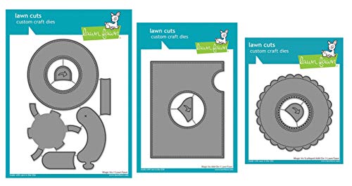 Lawn Fawn Magic Iris Interactive Custom Craft Die, Magic Iris Add-on Custom Craft Die and Magic Iris Scalloped Add-on Die, Bundle of 3 Items (LF2238, LF2239, LF2240)
