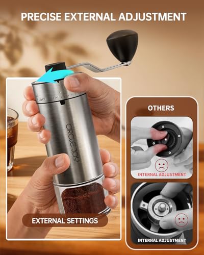 Image of CIRCLE JOY Mini Manual Coffee Grinder with 40 External Adjustable Settings and Ceramic Conical Burr, Portable Stainless Steel Hand Coffee Grinder for Home and Travel