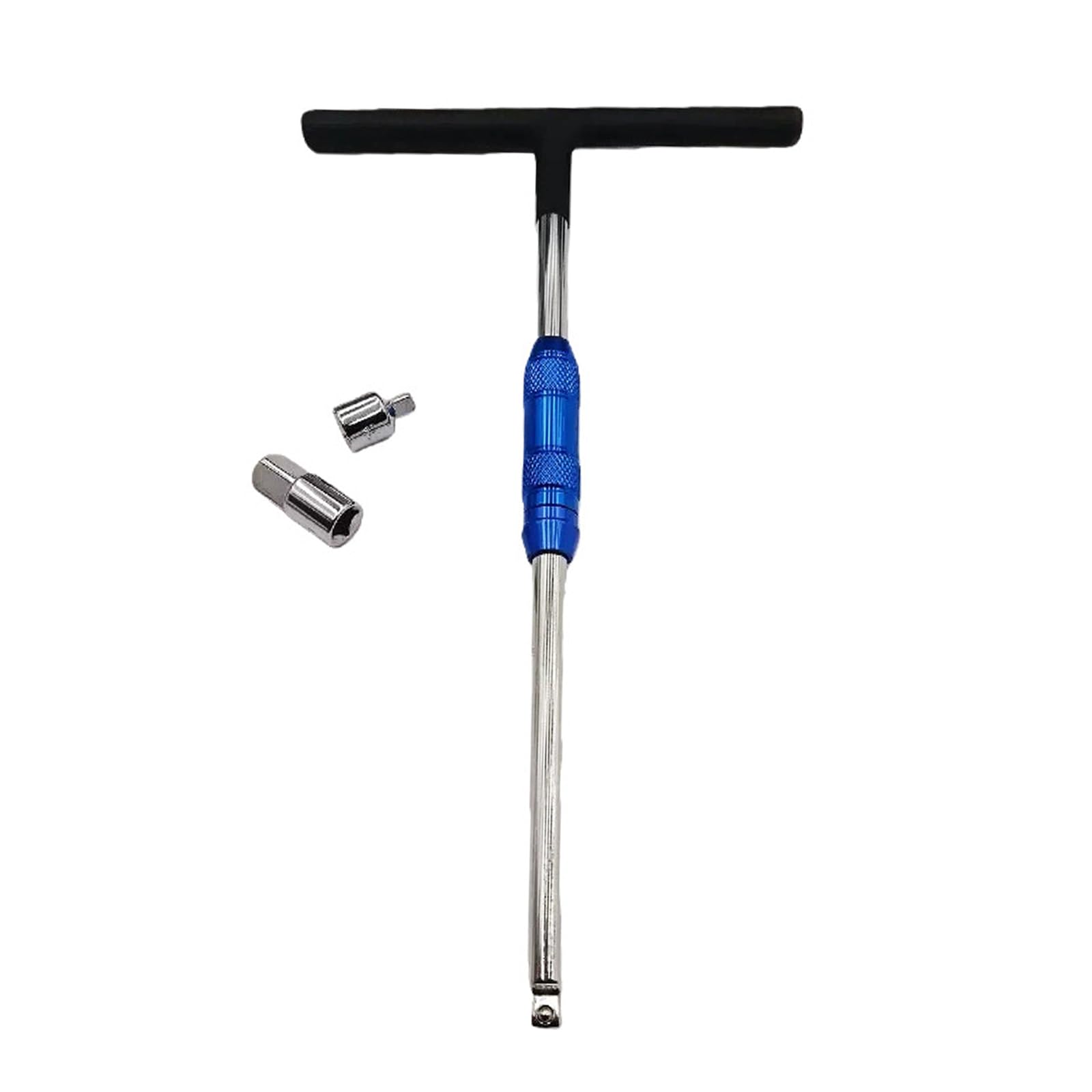 Laikoutd 3 / 8inch Drive T-Handle Wrench with Two Adjusters Long Reach Socket Driver for Vehicle Work Compact Long Reach Spanner with Adapter for Tight Area Access