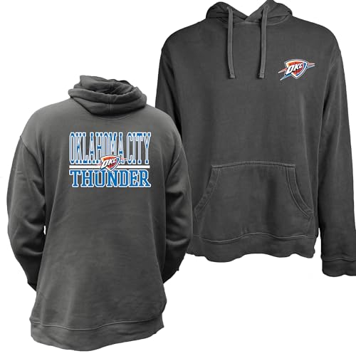 Blue 84 Oklahoma City Thunder NBA Officially Licensed Hooded Sweatshirt Vintage Ringspun Front/Back Black, Large