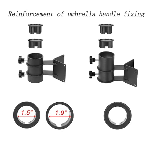 Fumive Patio Umbrella Base Umbrella Clamp Mount Bracket for Deck Railing, Mount to Deck, Balcony or Outdoor Courtyard (Corner Mount Fit Max OD 2 inch)