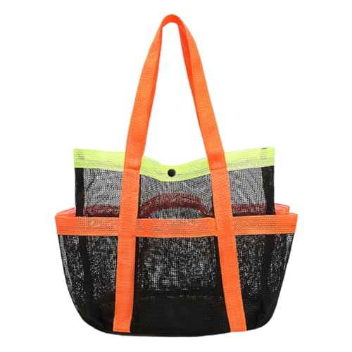 Foldable Mesh Sandproof Beach Storage Bag with 7 Pockets Waterproof Shoulder Bag Beach Tote Bag for Pool Vacation Tra