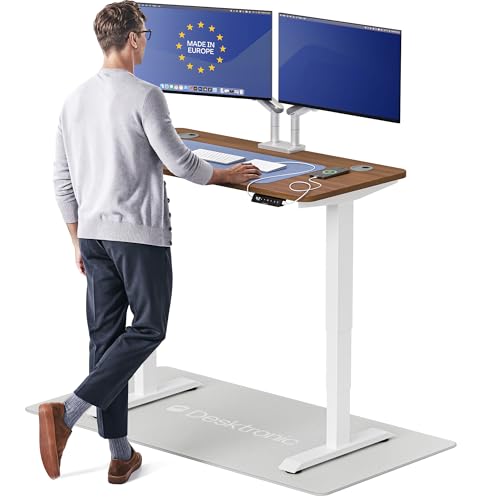 Image of Desktronic HomePro Standing Desk 48x24 - Made in Europe, Ergonomic Sit Stand Home Office Desk, Electric Height Adjustable, Dual Motor, USB & USB-C Charging, Wobble-Free, Touchscreen, 3 Memory Presets