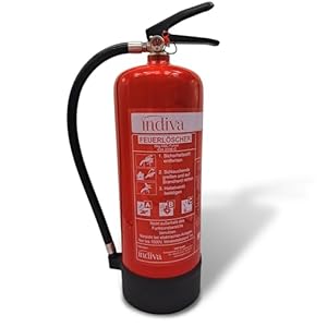 Pulverfeuerlöscher Brandklassen ABC - Feuerlöscher 6kg - Dauerdrucklöscher 43A 233 B C - Löscher für Auto, Büro, Werkstatt, Lager & Industrie - Pulverlöscher 12 Löscheinheiten