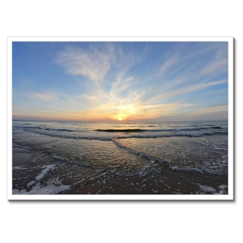 Poster coucher de soleil sur la mer cadre noir 70x50 cm décoration murale salon H1940M