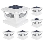 FVTLED ソーラーポストキャップライト 屋外 6個パック ソーラーポストライト テラス フェンス デッキ ガーデン装飾 IP65 防水 高輝度 クールホワイト 6500K LED照明 3x3 4x4 木製ポストに対応 (ホワイト)