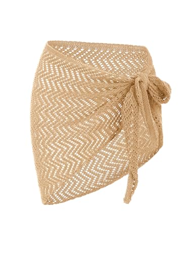 Image of ZAFUL Sarong Coverups for Women Beach Vacation Fishnet See Thru Tie Side Bathing Suit Cover Up Mini Skirt