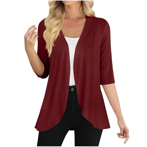 Women's Casual Short Sleeve Cardigan Lightweight Soft Open Front Cardigans Summer Beach Vacation Cover Ups