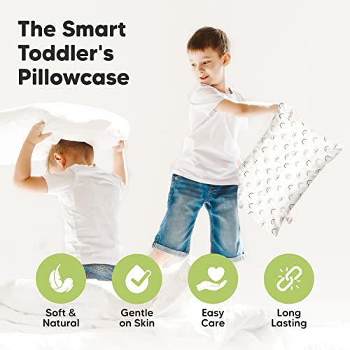Image of KeaBabies Toddler Pillowcase 13 inchx18 inch - Organic Cotton Toddler Pillowcase for Kids, Boys,Girls,Soft & Durable Cotton Cover for Miniature Sleepy Pillows,Cute Colors,Pillow Sold Separately(Jolly Rainbow)