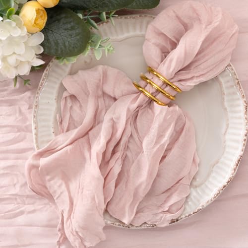Jimtx 50 Pack Dusty Pink Cheesecloth Napkins Cloth Washable Pink Cotton Napkins Set of 50 Bulk 21x21 Inches for Wedding Baby Bridal Shower Birthday Dinner Party Table Decor