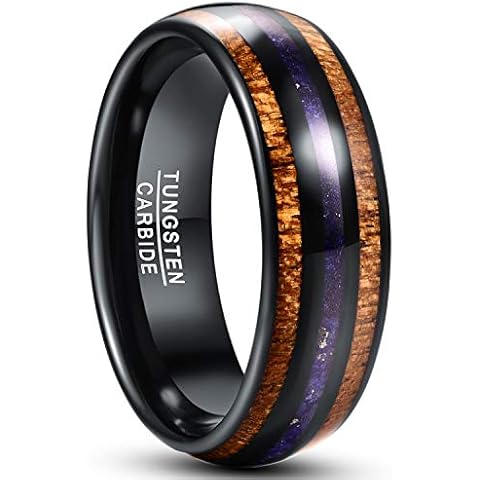 Anillo de Tungsteno NUNCAD con Madera de Koa y Lapislázuli Cover