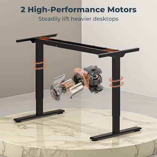 Image of Dual Motor Standing Desk, Large Stand Up Desks, 79x31 Inches Electric Sit Stand Desks, 4 Memory Preset Adjustable Height Computer Table for Home Office with Splice Board (Brown)