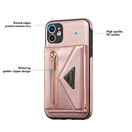 Zcdaye Iphone 11 Wallet Phone Case, 6.1" Premium Leather Crossbody, Rose Gold #TOP3