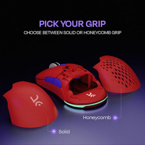 Image of Kreo Chimera RGB USB Wireless Gaming Mouse with Hot-swappable Switches & 7 Programmable Buttons | Swappable Shells & Switches Included | Adjustable DPI Upto 10000 (Wireless, Ruby Red)
