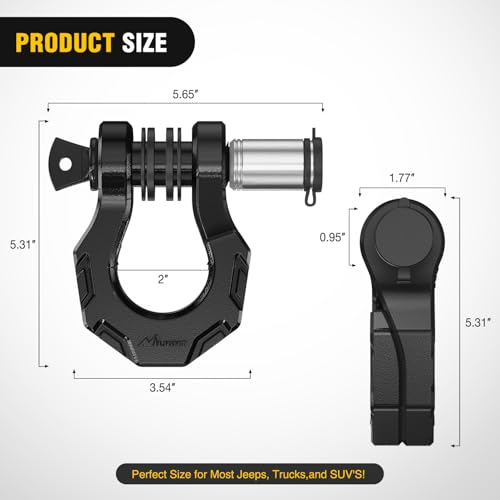 Image of Nilight 2 Pack 3 /4 inch D-Ring Separate Shackle with 7 /8 inch Lock Pin 45,000 lbs Break Strength, Off Road Recovery Shackle with Isolators Washers for Use with Tow Strap, Winch, Truck Vehicle (Black)