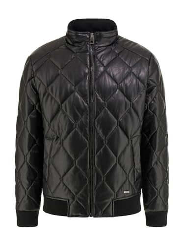 GUESS Men's Quilted Faux Leather Jacket