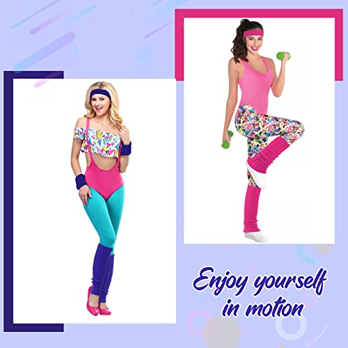 Image of ONUPGO Leg Warmers for Women 80s Sport Headband Wristbands Neon Leg Warmers Set - 80s Workout Clothes 90s Outfit for Women