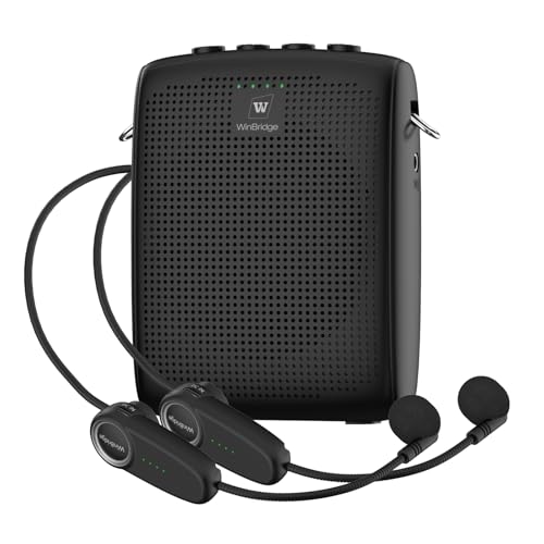 SANMIC Mini Wireless Voice Amplifier with Two Bluetooth Microphones,Portable Megaphone Speaker Rechargeable PA System for Teaching,15W 2600mAh Rechargeable Small Speaker with Headset Mic for Teachers