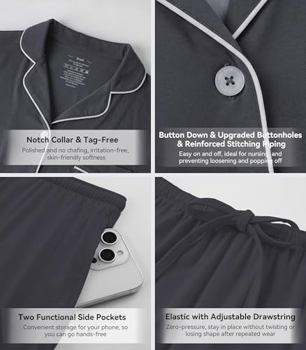 Image of WiWi Viscose from Bamboo Women's Pajamas Set Super Soft Button Down Top and Pants Sleepwear Cooling Pjs S-3X