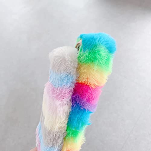 TYWZ Pluche Rainbow Case voor Samsung Galaxy S10 Plus, Girly Faux Konijnbont Pluizige Cover Stijlvolle Leuke Zachte… - Image 5