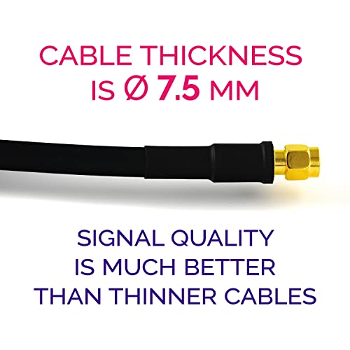 RANGEFUL SMA Cable 3m 9.8ft Ultra Low Loss Coax Cable 5D-FB diameter 7.5mm Extension Lead Black SMA Male to SMA Male Coaxial 50ohm for 4G 5G Router Aerial WIFI GPS Antenna - Image 4