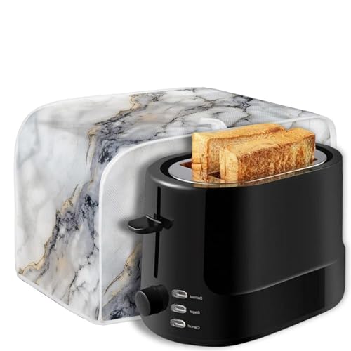 Image of 4 Slice Toaster Dust Cover Bread Toaster Oven Dustproof Cover Kitchen Bakeware Protector Dustproof Fingerprint Protection Gift for Women (12.4 x 10.6 x 8.2), Grey White Marble