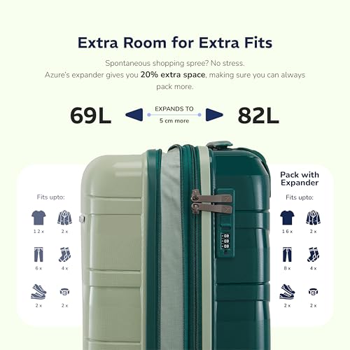 Image of Provogue Azure Hard-Sided PP Set of 3 Luggage Suitcase | Expandable Space with 8 Wheels Trolley Bags for Travel | Lightweight with Combination Lock | 5 Year Warranty (Laurel Green /Hunter Green)