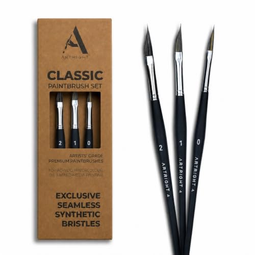 Image of wood Leaf & Petal Paint Brushes Set of 3 (#0, #1 & #2) with Seamless Synthetic Bristles - 3 Premium Artists' Liner Painting Brushes Inc Dagger Brush for Acrylic Painting, Oil Painting & More