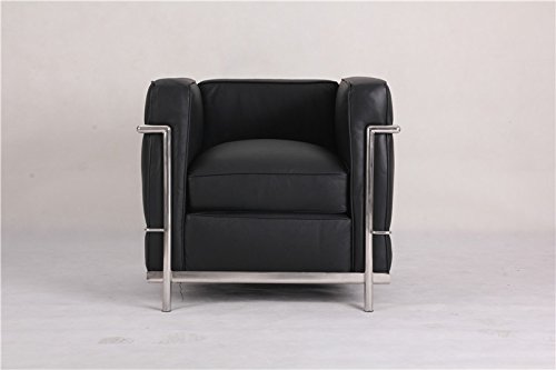 Krafteriors - Corbusier Leather Seat, Chair, Black, Set of 1 Krafteriors - Corbusier Leather Seat, Chair, Black, Set of 1