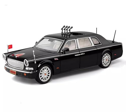 Image of 1:24 HONGQI L5 Military Parade Car Model | Diecast Metal Toy Car with Pull Back Action, Sound & Light | Openable Doors | Premium Vintage Sedan for Kids & Collectors