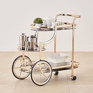Home Centre Mild Steel Zola Serving Trolley - Gold