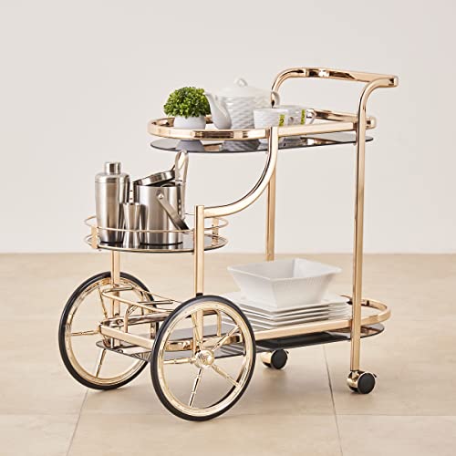 Home Centre | Zola Serving Trolley | Serving Trolley for Kitchen | Metal | Gold | 1 Year Warranty