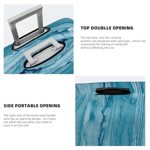 Teal Turquoise Fluid Stripes Print Luggage Covers For Suitcase,Elastic Washable & Stretchable Suitcase Covers For Luggage, Anti-Scratch - Fits 18-32 Inch Luggage-No Luggage Included3