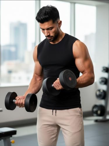 Image of CHKOKKO Gym Sleeveless T Shirt for Men Workout Compression Tanktop Sando Cut Sleeves Tees Gym Vest for Man Athletic Dry Fit for Sports Fitness & Exercise