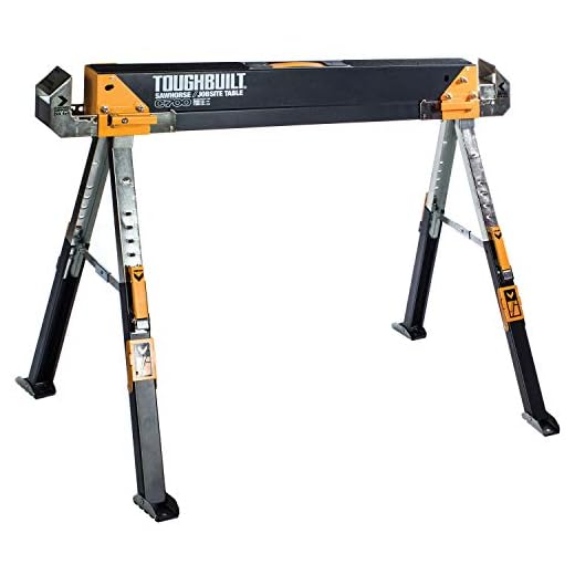 ToughBuilt - Sawhorse Adjustable up to 4 x 4 Size Support Arms 1300 LB Capacity - (TB-C700) - 1 Pack