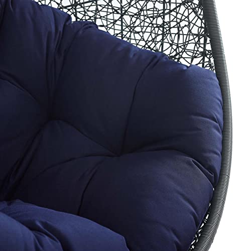 Modway Hide Sunbrella Patio Swing Chair With Stand In Gray And Navy #TOP6