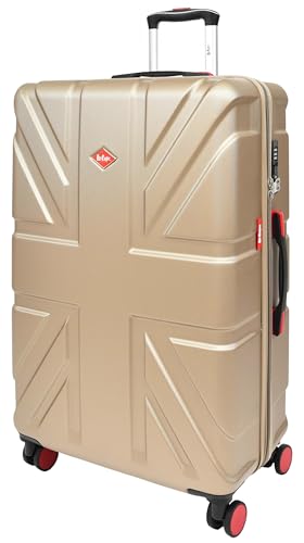 A1 FASHION GOODS AC311 Valise à 8 roues avec cadenas rigide Motif Union Jack britannique, champagne, L, Valise rigide avec roulettes pivotantes