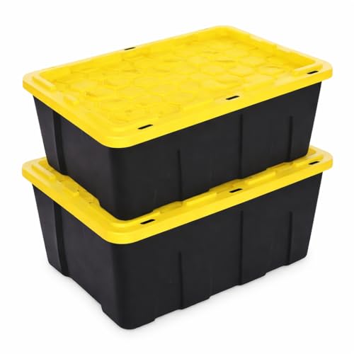 La mejor comparación de Cajas para Almacenar los 5 más buscados. 44 MRK HOME | Kit De Cajas De Almacenamiento Plástico Con Tapa, Almacenamiento, Material 100% Reciclado, 112 Litros, Caja Organizadora, 78cm x 52 cm x 37 cm (2, Amarillo)