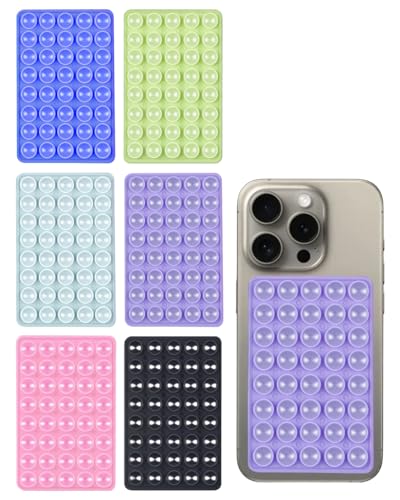 HUVZOR 6Pcs Soportes de Silicona con Ventosa para teléfono, Soporte de teléfono Antideslizante con Parte Trasera Adhesiva, Soporte de Espejo móvil para Selfies y Videos de Tiktok(6 Colores)
