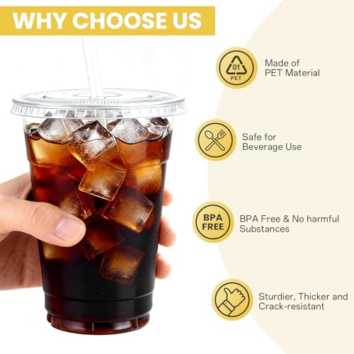 68% Off 100-Pack Clear Plastic Cups with Lids & Straws - Image 3