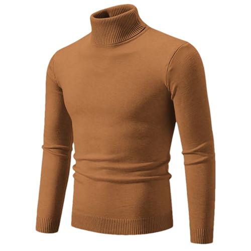 Jegsnoe Men's Turtleneck Pullover Sweater Men Casual Elastic Knit Sweaters