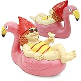 Flamingo Garden Gnome Statue - Whimsical Female Gnome Enhances Outdoor Spaces - Durable Resin Construction