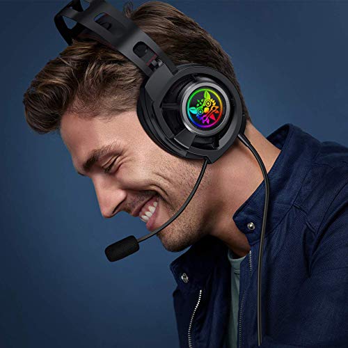 ONIKUMA Gaming Headset-M190 pro- PS4 Headset Xbox one Headset Gaming Headphone with Surround Sound, LED Light & Noise Canceling Microphone for PS4,PC,Mac,Xbox One(Adapter Not Included)