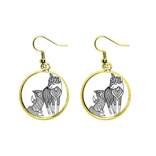 Pendientes de zorro Fox amigo en acabado dorado de alta joyería