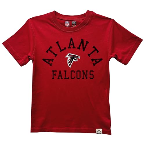 Wes and Willy NFL Kids Short Sleeve Organic Cotton Tee Shirt Atlanta Falcons Bullseye Red M