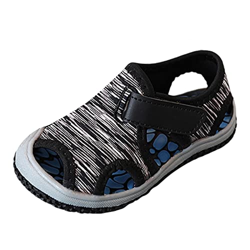 Toddler Boys Girls Sandals Soft Sole Close Toe Sport Beach Sandals Non-Slip Sole Stripe Beach Shoes Summer Walking Shoes