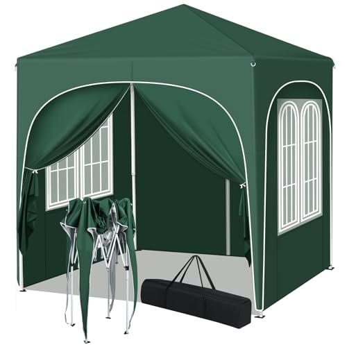 WOLTU Carpa Plegable 2x2m con 4 Paredes Desmontables - Protección Solar UPF 50+, Estructura Antiviento EN13561, 3 Alturas Ajustables, Toldo para Jardín/Playa/Camping - Verde