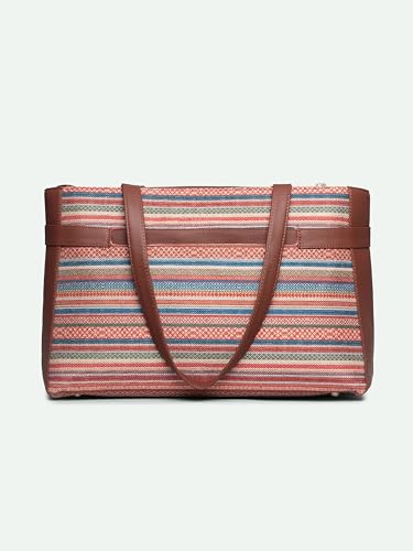 Image of ZOUK Women's Jute Handcrafted Vegan Leather Statement Office Shoulder Bag