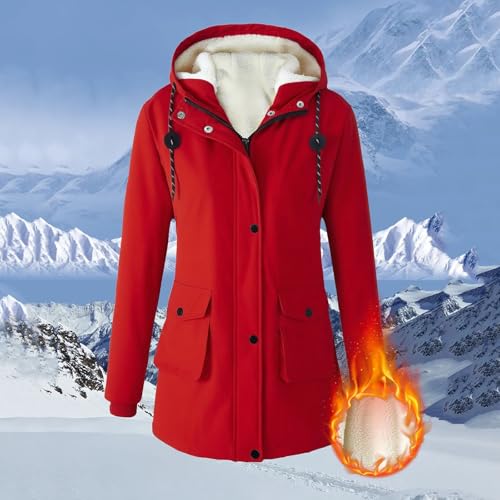 Parka para mujer impermeable de invierno con bolsillos térmicos 2